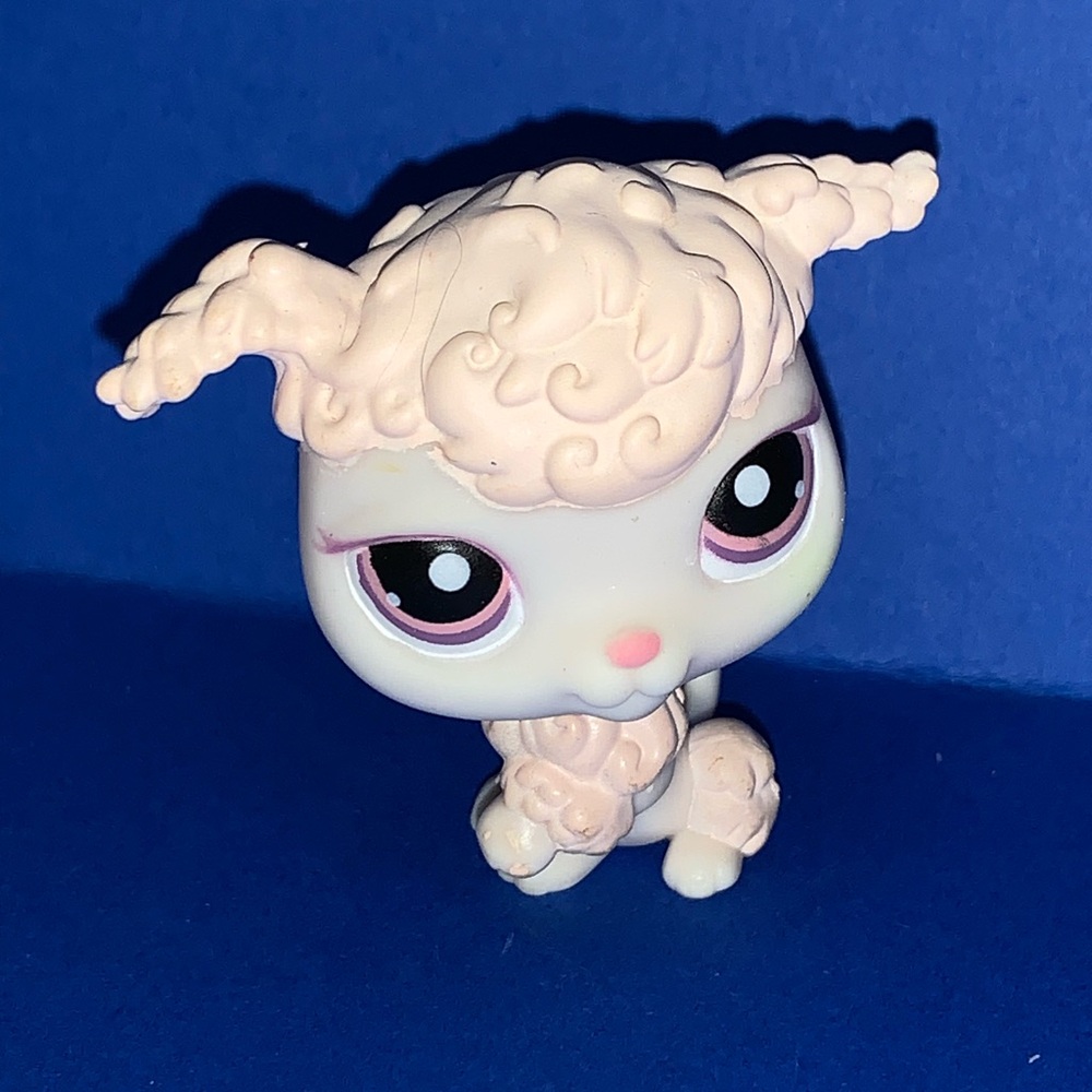 Littlest Pet Shop Authentic LPS #390 Pink White Poodle Dog Purple Eyes